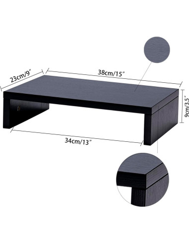 Soporte Elevador para Monitor HAZCOVE Negro 38.1 cm - 2 Paquete