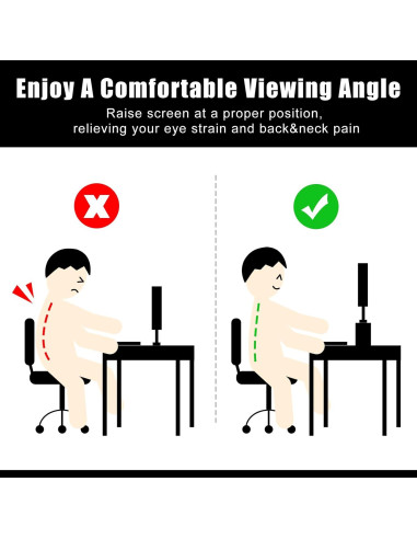 Soporte Elevador para Monitor HAZCOVE Negro 38.1 cm - 2 Paquete