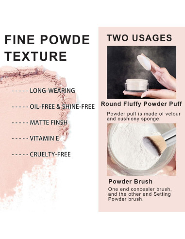 Polvo Suelto Fijador de Maquillaje LemonSac 8g - Control de Aceite Rosa