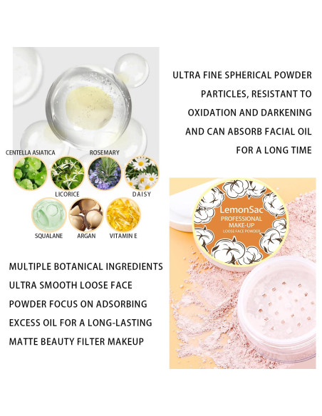 Polvo Suelto Fijador de Maquillaje LemonSac 8g - Control de Aceite Rosa