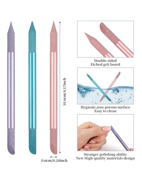 Set de 3 Empujadores de Cutículas de Vidrio heemeei