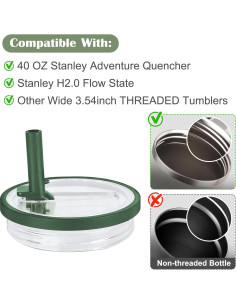 Tapa de Popote Flip Stanley 40 OZ Verde Militar - 2 Piezas 2