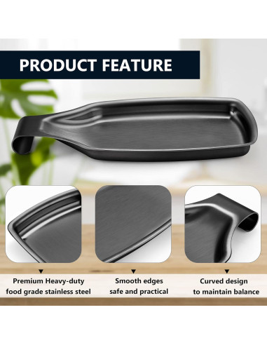 Reposapucheros de Acero Inoxidable Herogo Negro 20.6x11cm