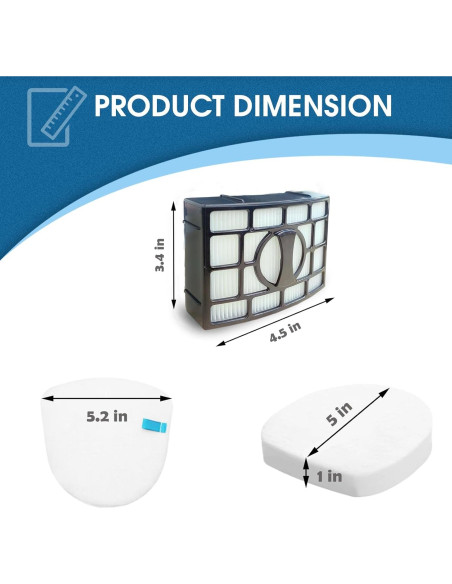 Filtro de Reemplazo Shark Navigator ZU561 ZU560 HEPA y Cepillo