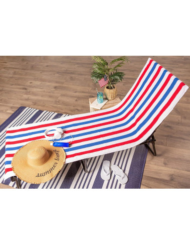 Tumbona de Playa DII con Toalla de Algodón Rayada 66x208 cm