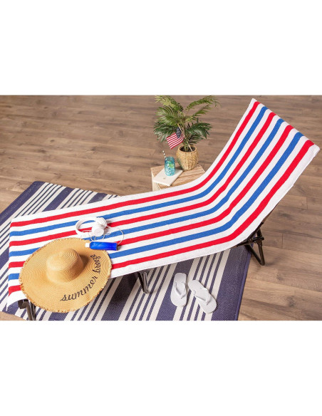 Tumbona de Playa DII con Toalla de Algodón Rayada 66x208 cm