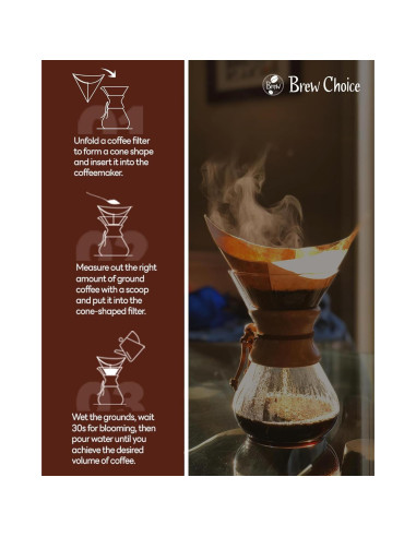 Filtros de café Brew Choice Chemex 100 unidades preplegados