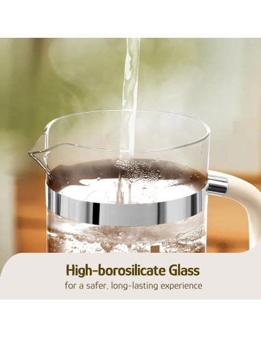 Cafetera Prensa Francesa Hazel Quinn 450ml Vidrio Borosilicato