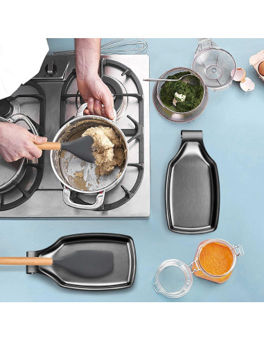 Reposapucheros de Acero Inoxidable Herogo Negro 20.6x11cm