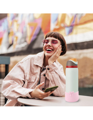 Botín de Silicona Rosa Brillante HIUSITY para Owala 32oz