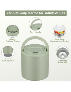 Termo de Sopa Aislado Elipark 1.39L Verde a Prueba de Fugas 2