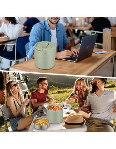 Termo de Sopa Aislado Elipark 1.39L Verde a Prueba de Fugas