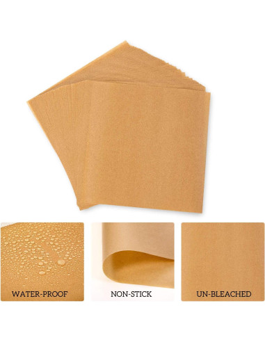 Hiware 200 Hojas de Papel Pergamino Sin Blanquear 15x15 cm