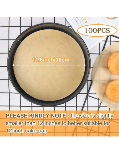 Papel Pergamino Redondo 30.48 cm BYKITCHEN - 100 Hojas Antiadherente