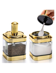 Juego de 2 tarros de condimentos Mezchi dorados 340 ml