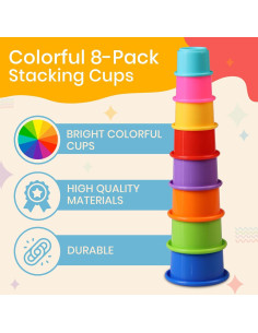 Juego de Tazas Apilables Tiny Tinker 8 Piezas Arcoíris 2
