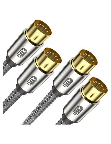 Cable MIDI 5 Pines EMK Trenzado 2M - Conectores Niquelados