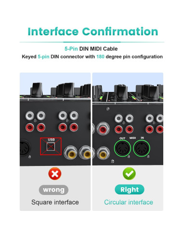 Cable MIDI 5 Pines EMK Trenzado 2M - Conectores Niquelados