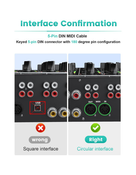 Cable MIDI 5 Pines EMK Trenzado 2M - Conectores Niquelados