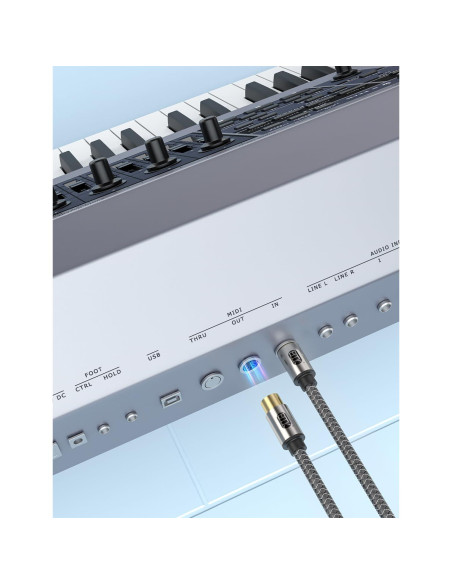 Cable MIDI 5 Pines EMK Trenzado 2M - Conectores Niquelados