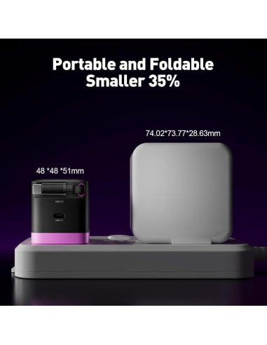 Cargador iWALK 65W GaN con cable USB-C retráctil negro