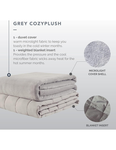 Manta con Peso Grados de Comodidad 91x122 cm Gris con Funda