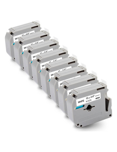 Paquete de 8 Cintas de Etiqueta Labelwell M-K231 12mm Negra