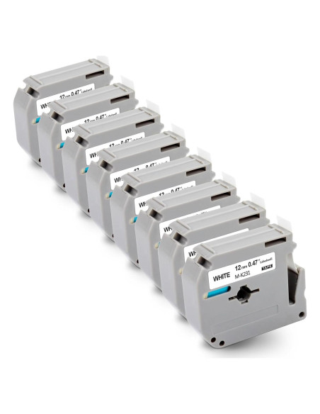 Paquete de 8 Cintas de Etiqueta Labelwell M-K231 12mm Negra