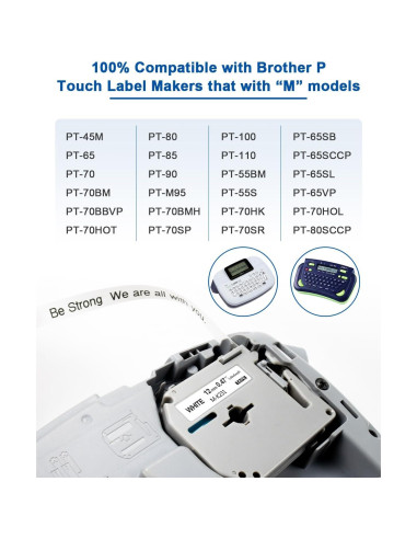 Paquete de 8 Cintas de Etiqueta Labelwell M-K231 12mm Negra