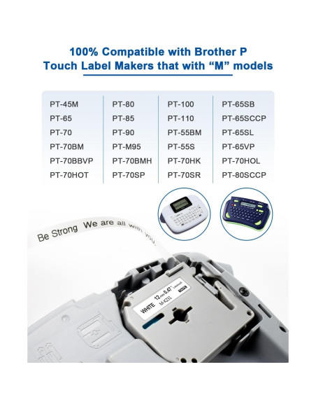 Paquete de 8 Cintas de Etiqueta Labelwell M-K231 12mm Negra