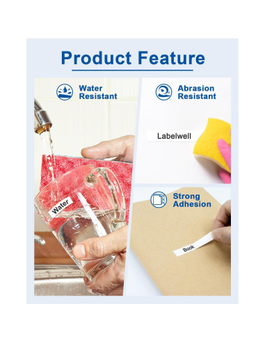 Paquete de 8 Cintas de Etiqueta Labelwell M-K231 12mm Negra