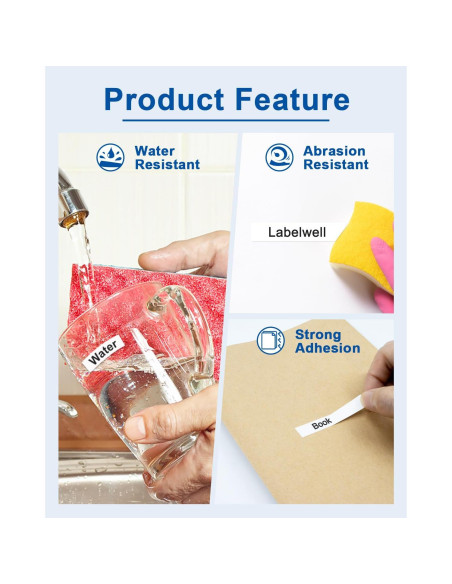 Paquete de 8 Cintas de Etiqueta Labelwell M-K231 12mm Negra