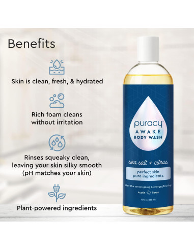 Gel de Ducha Natural Puracy 340 g - Hidratante Cítricos