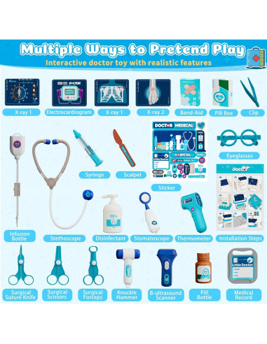 Kit de Doctor Toidgy para Niños 3-5 Años con Carro Médico