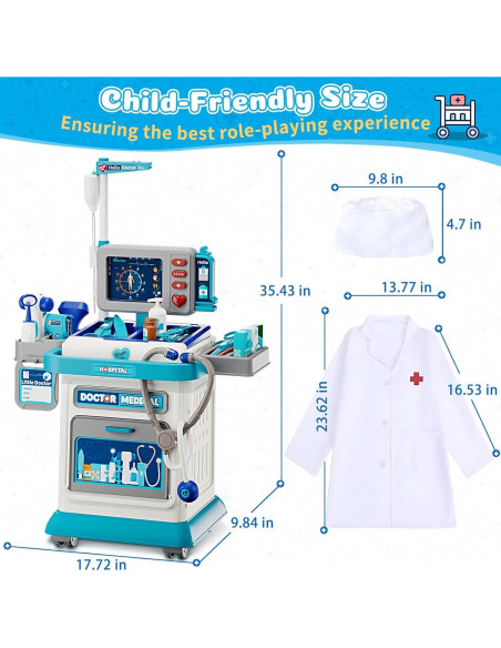Kit de Doctor Toidgy para Niños 3-5 Años con Carro Médico