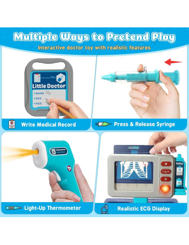 Kit de Doctor Toidgy para Niños 3-5 Años con Carro Médico