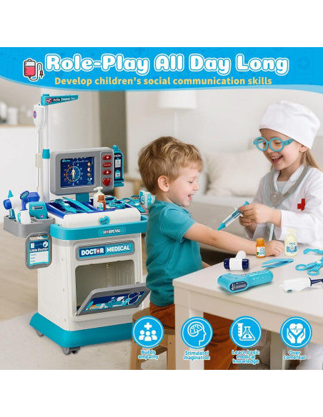 Kit de Doctor Toidgy para Niños 3-5 Años con Carro Médico