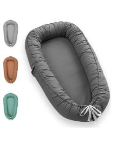 Funda Reversible para Cuna de Bebé HDJ-15 Algodón Gris Oscuro