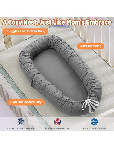 Funda Reversible para Cuna de Bebé HDJ-15 Algodón Gris Oscuro