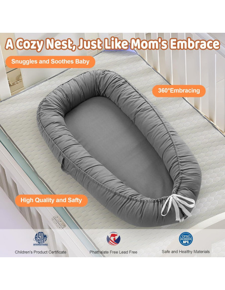 Funda Reversible para Cuna de Bebé HDJ-15 Algodón Gris Oscuro