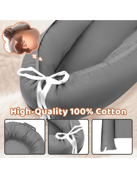 Funda Reversible para Cuna de Bebé HDJ-15 Algodón Gris Oscuro