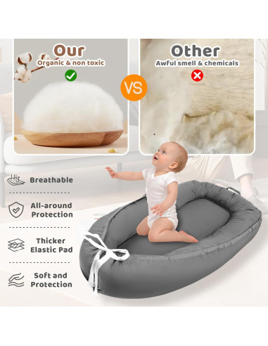 Funda Reversible para Cuna de Bebé HDJ-15 Algodón Gris Oscuro