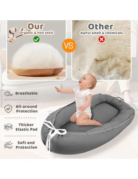 Funda Reversible para Cuna de Bebé HDJ-15 Algodón Gris Oscuro