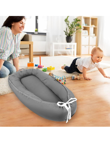 Funda Reversible para Cuna de Bebé HDJ-15 Algodón Gris Oscuro