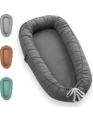 Funda Reversible para Cuna de Bebé HDJ-15 Algodón Gris Oscuro