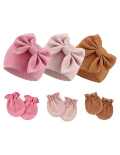 BQUBO Gorro y Manoplas para Bebés 0-6 Meses Algodón