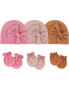 BQUBO Gorro y Manoplas para Bebés 0-6 Meses Algodón 2