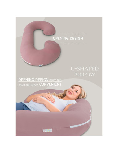 Almohada de Embarazo INSEN en Forma de C 147 cm Rosa
