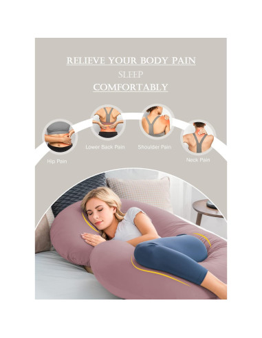 Almohada de Embarazo INSEN en Forma de C 147 cm Rosa