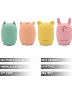 Juguetes de Baño PandaEar para Bebés - 4 Piezas Silicona No Tóxica 2